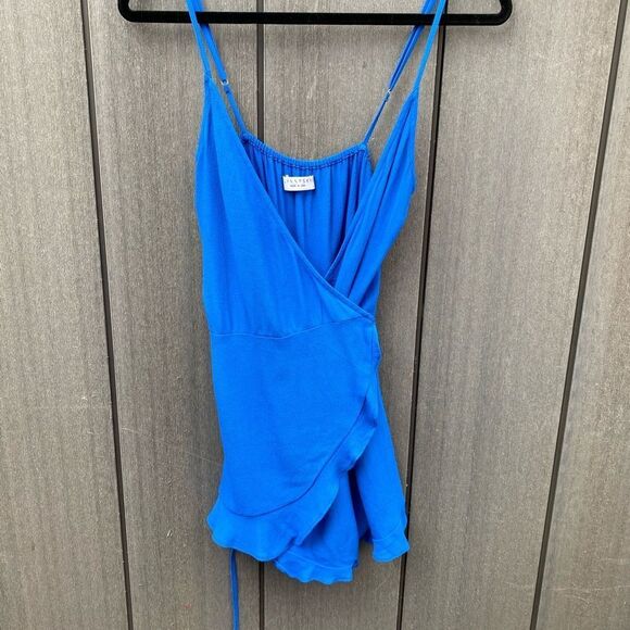 Flynn Skye Blue Wrap‎ Shorts Romper - Picture 8 of 9